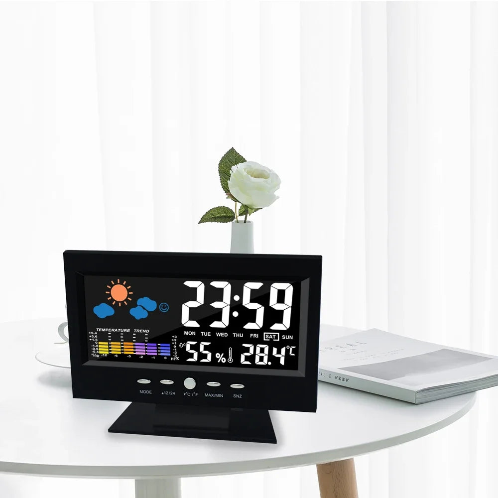Digital Weather Station – Temperature & Humidity Meter with Clock, Calendar & Alarm