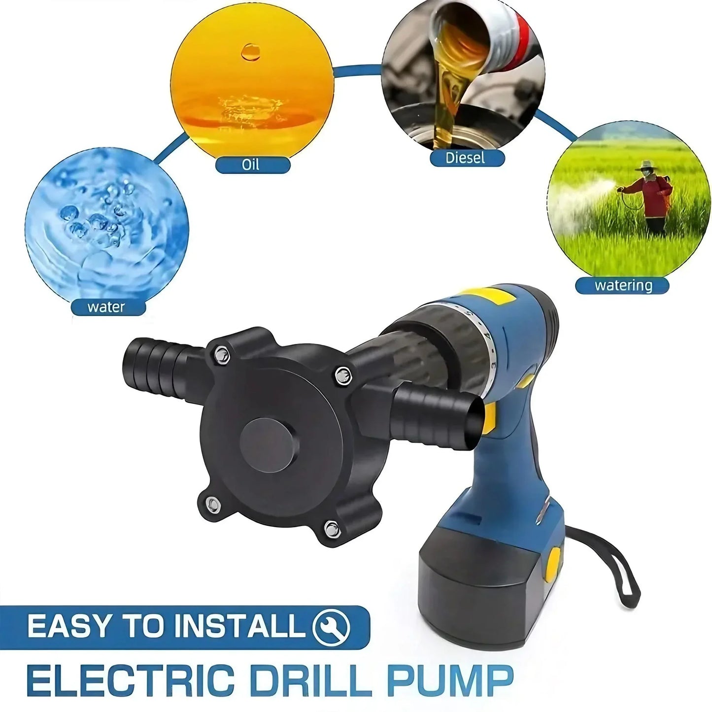 Portable Electric Drill Pump – Mini Self‑Priming Liquid Transfer for Fuel, Oil & Water