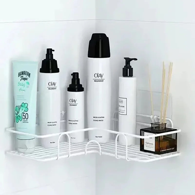Bathroom Supplies – Floating Wall Shelf & Metal Organizer Cart with Shower Curtain & Storage Drawers
