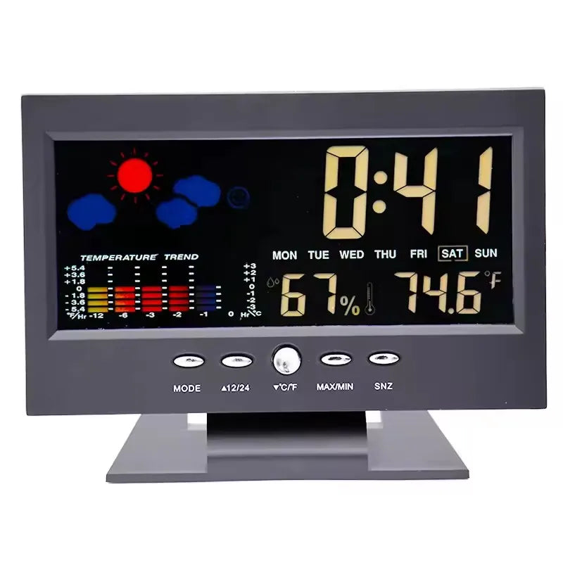 Digital Weather Station – Temperature & Humidity Meter with Clock, Calendar & Alarm