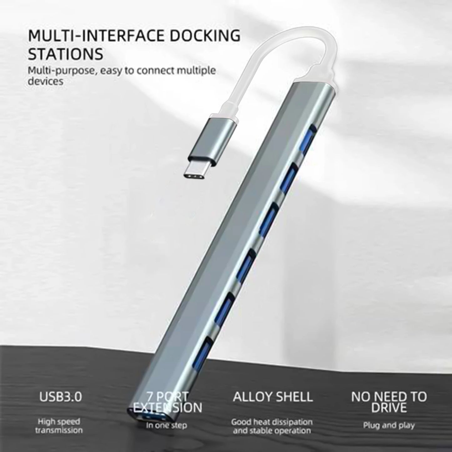 7-Port USB-C Hub 3.0/3.1 – Multi-Splitter OTG Adapter for MacBook, Air & PC Laptops”