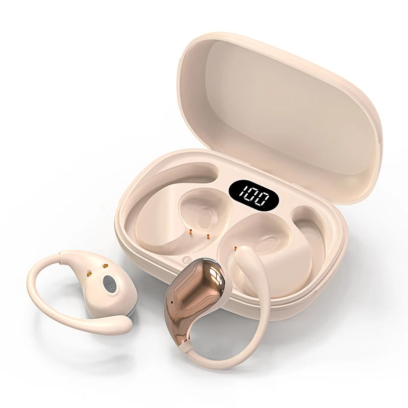 Bluetooth 5.4 Ear Hook TWS Wireless Earphones – HiFi Stereo Waterproof Headset with LED Display & Long Standby