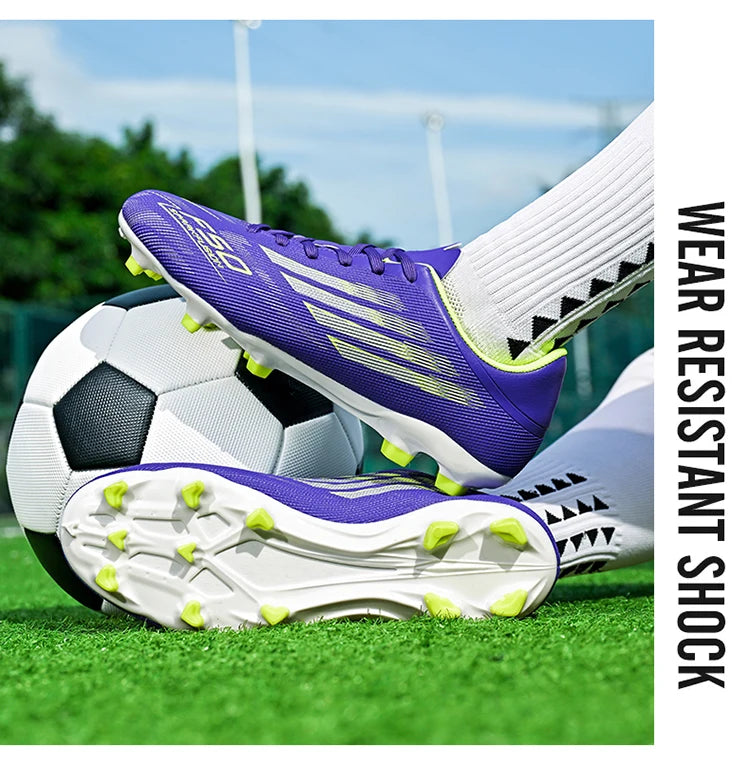 Men's High Top Soccer Shoes with Long Spikes