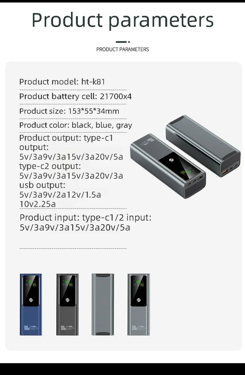 100W PD Fast Power Bank”