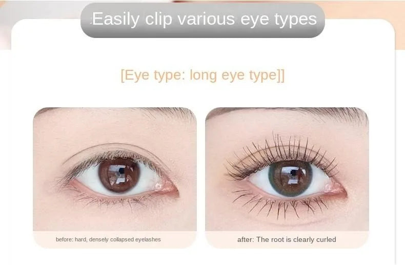 Portable eyelash curler with integrated comb, wide clip design, shaping tool for natural, lasting curl. Compact beauty accessory ensures effortless styling and professional grooming results.