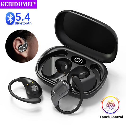 Bluetooth 5.4 Ear Hook TWS Wireless Earphones – HiFi Stereo Waterproof Headset with LED Display & Long Standby