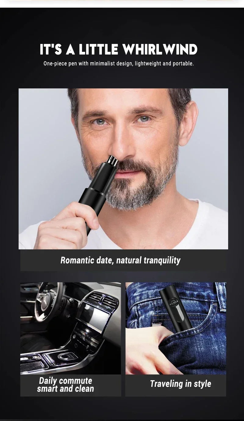 2-in-1 Electric Ear & Nose Hair Trimmer – 2024 Professional Painless Grooming Tool for Men