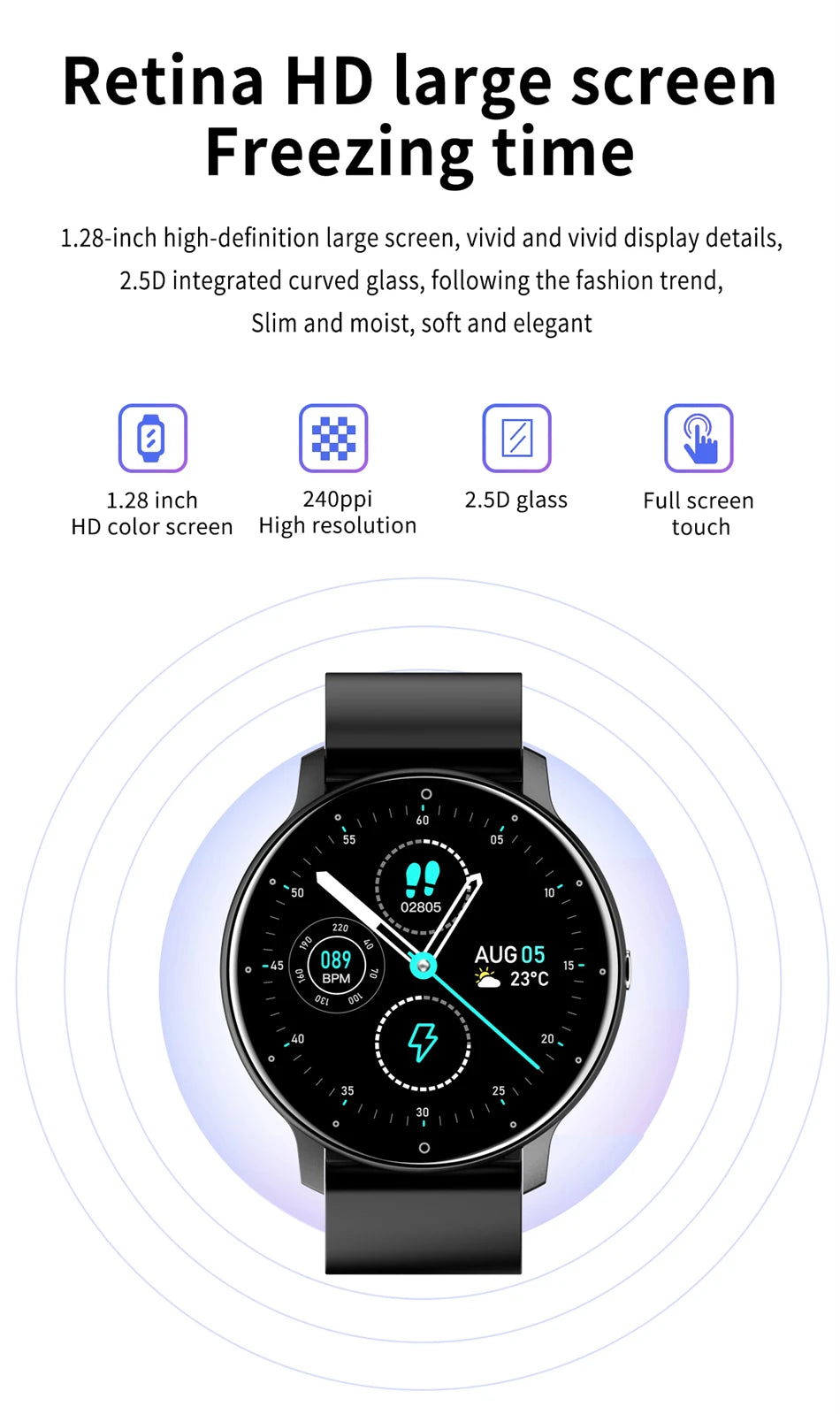LIGE Smart Watch – Full Touch Bluetooth Call Fitness Tracker
