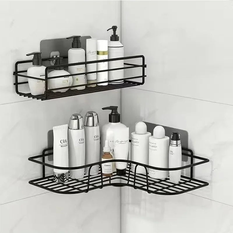 Bathroom Supplies – Floating Wall Shelf & Metal Organizer Cart with Shower Curtain & Storage Drawers