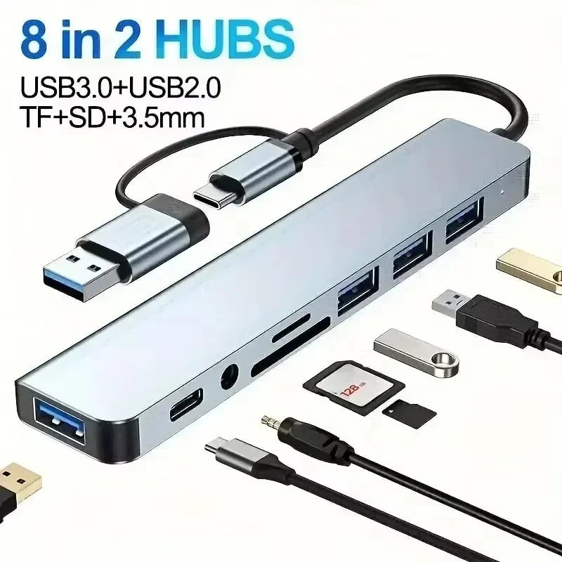 USB‑C Hub 11‑in‑1 Dock – 4K HDMI (30Hz), PD 87W, USB 3.0 Splitter for MacBook Pro/Air