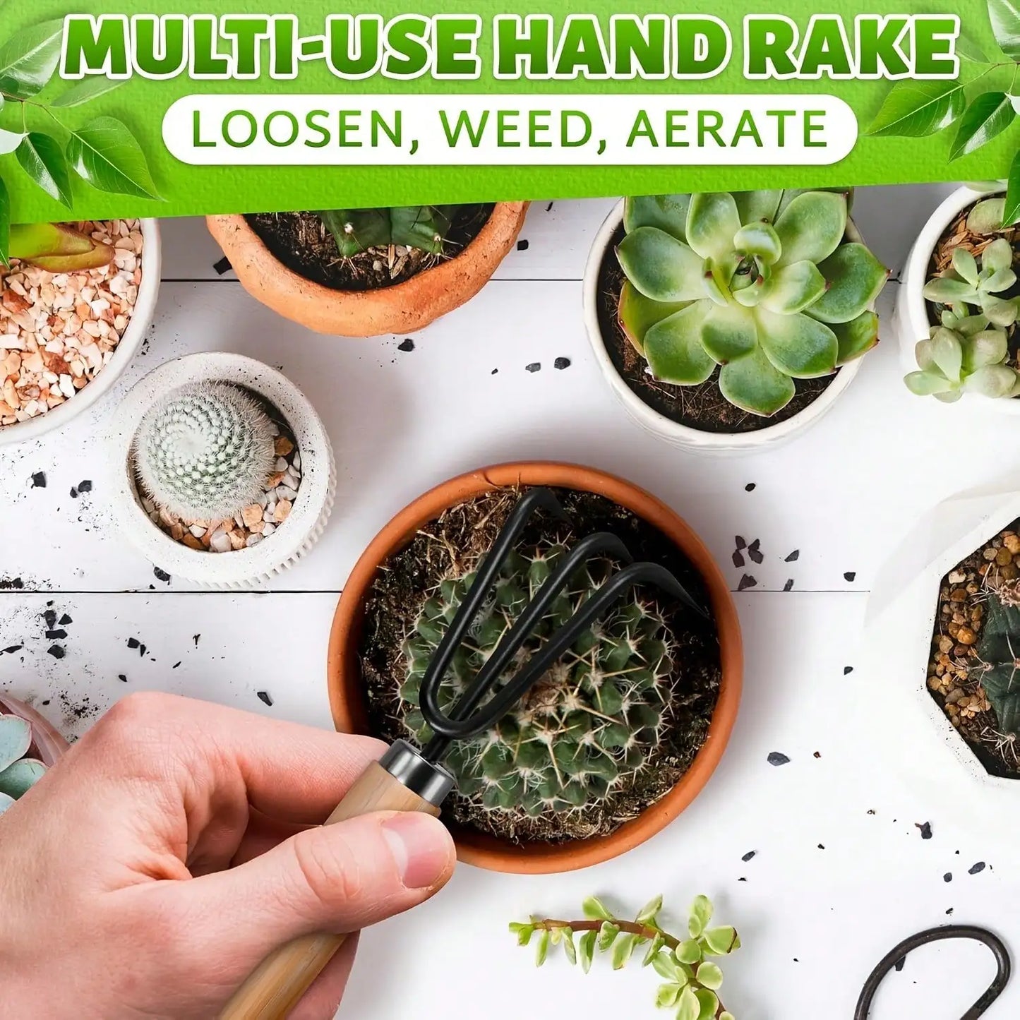 3‑Piece Mini Gardening Tool Set – Portable Shovel, Rake & Handle Tools for Indoor Planting