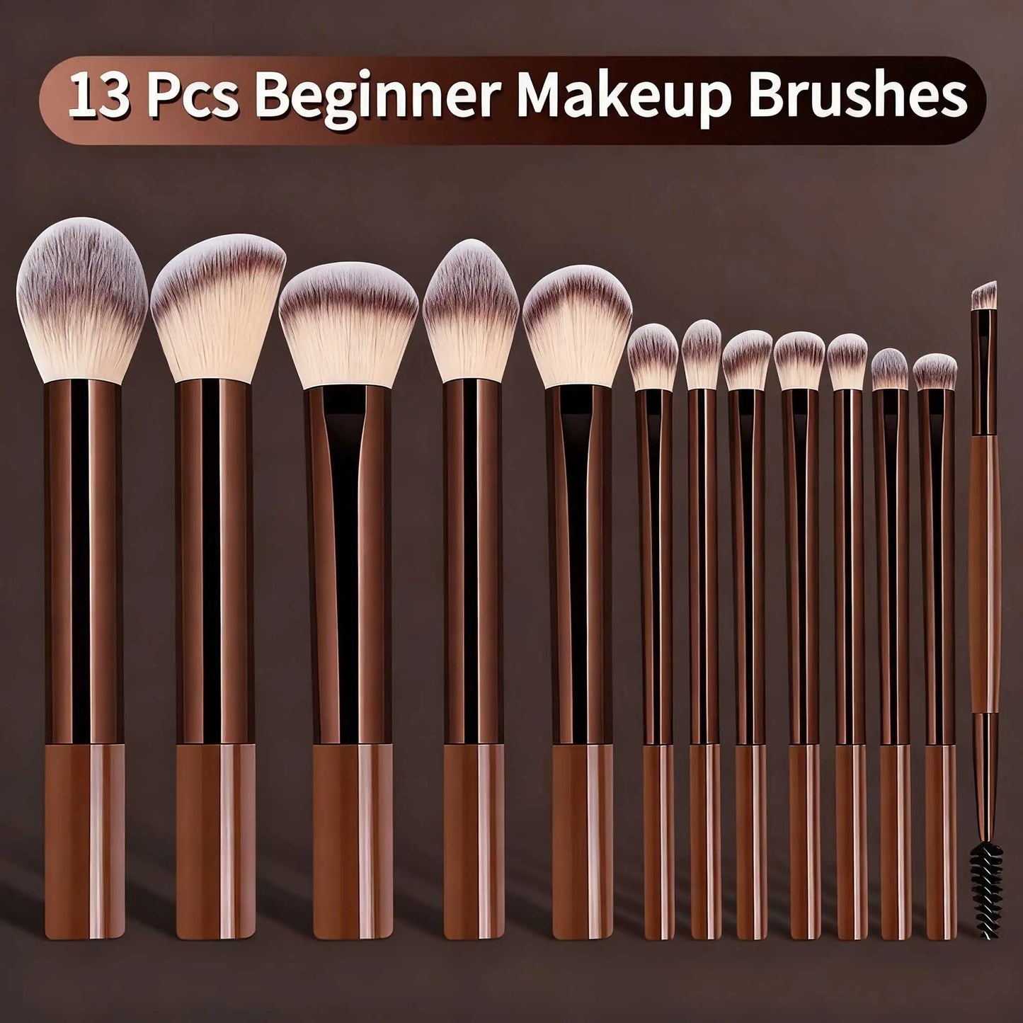 A comprehensive 13‑piece makeup brush set featuring soft bristles, professional cosmetic tools for concealer and detail application. Portable kit ensures flawless blending, precise coverage, and effortless beauty.