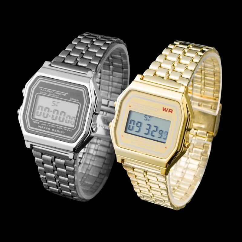 Waterproof Steel Band Watch For Women, Men, Business Clock, Multi-Functional LED Digital Sports Watch, Electronic Clock