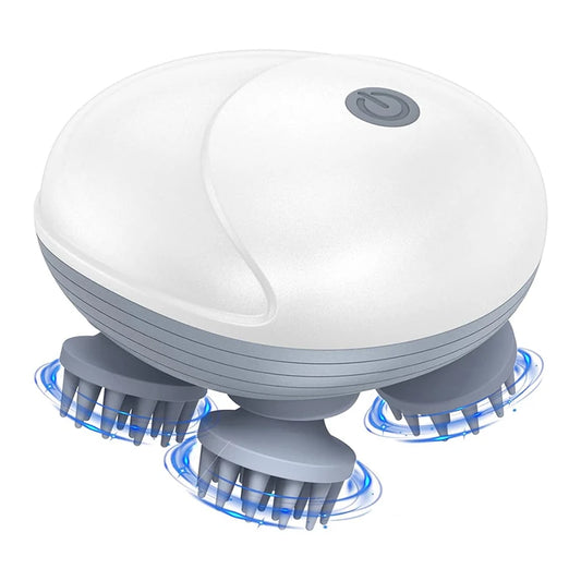 Electric scalp and body massager with kneading and vibration functions, provides deep tissue care for head, shoulder, neck, arms, legs, and pets.