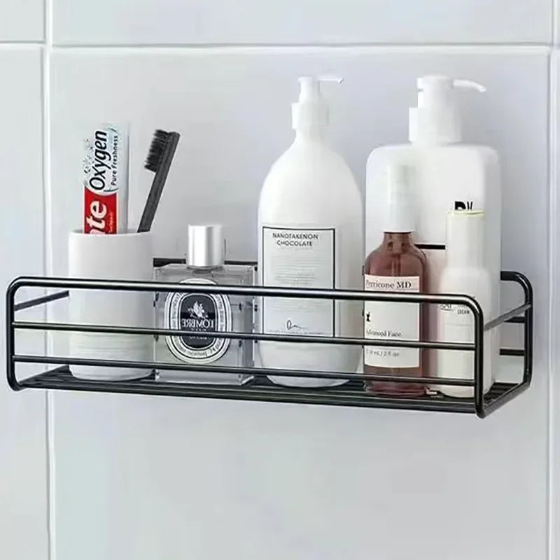 Bathroom Supplies – Floating Wall Shelf & Metal Organizer Cart with Shower Curtain & Storage Drawers