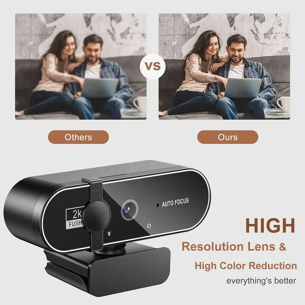 4K Webcam with 2K Autofocus & Built-in Microphone – Full HD 1080P Streaming Camera for PC/Laptop