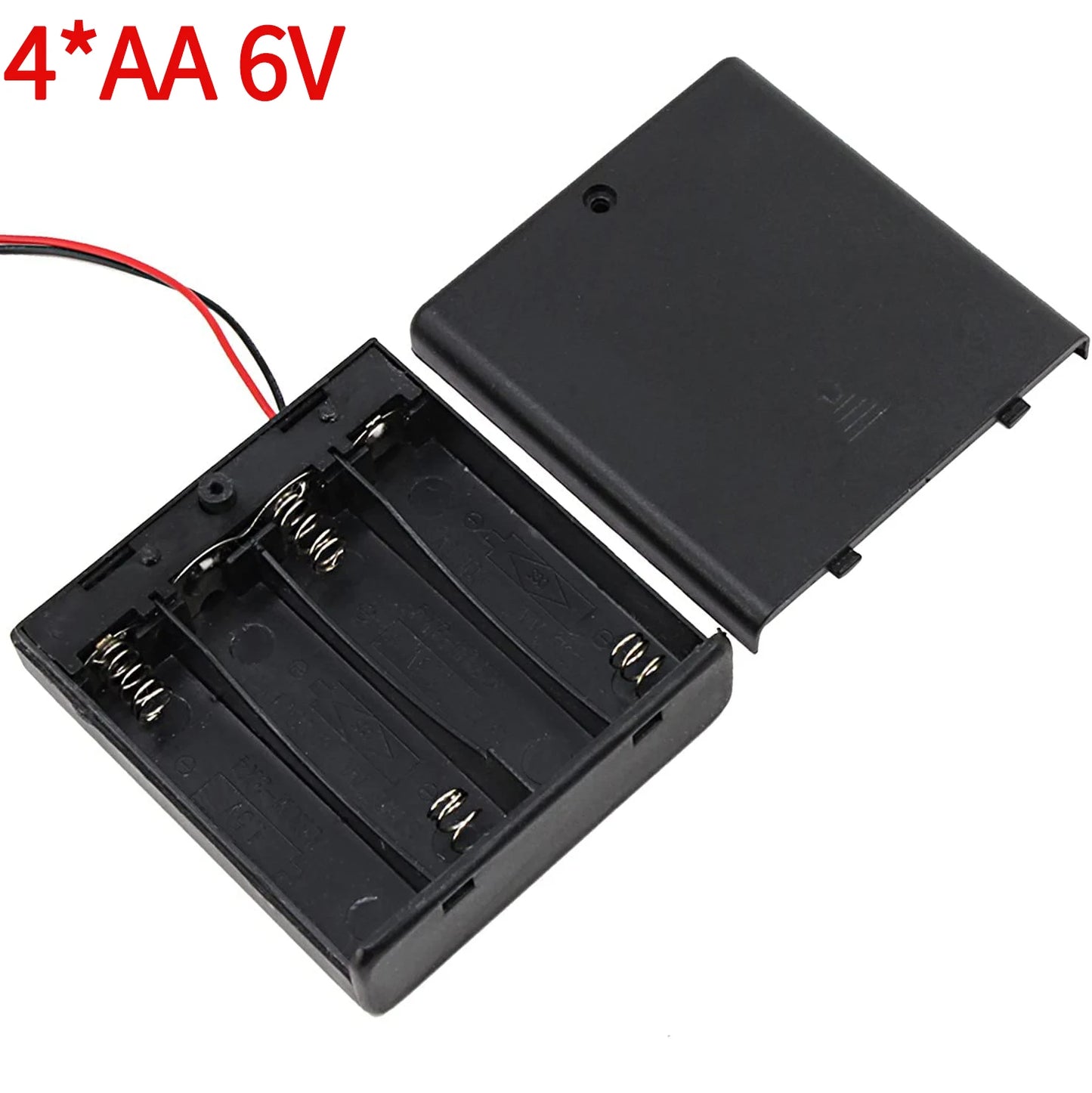 Multi-Slot AA Battery Holder: 1– 4 Slot Box with Leads, Switch & Screw Cap