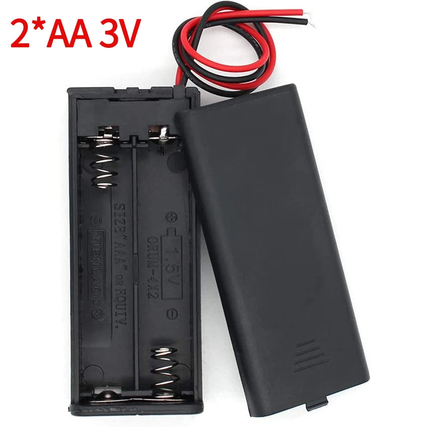 Multi-Slot AA Battery Holder: 1– 4 Slot Box with Leads, Switch & Screw Cap