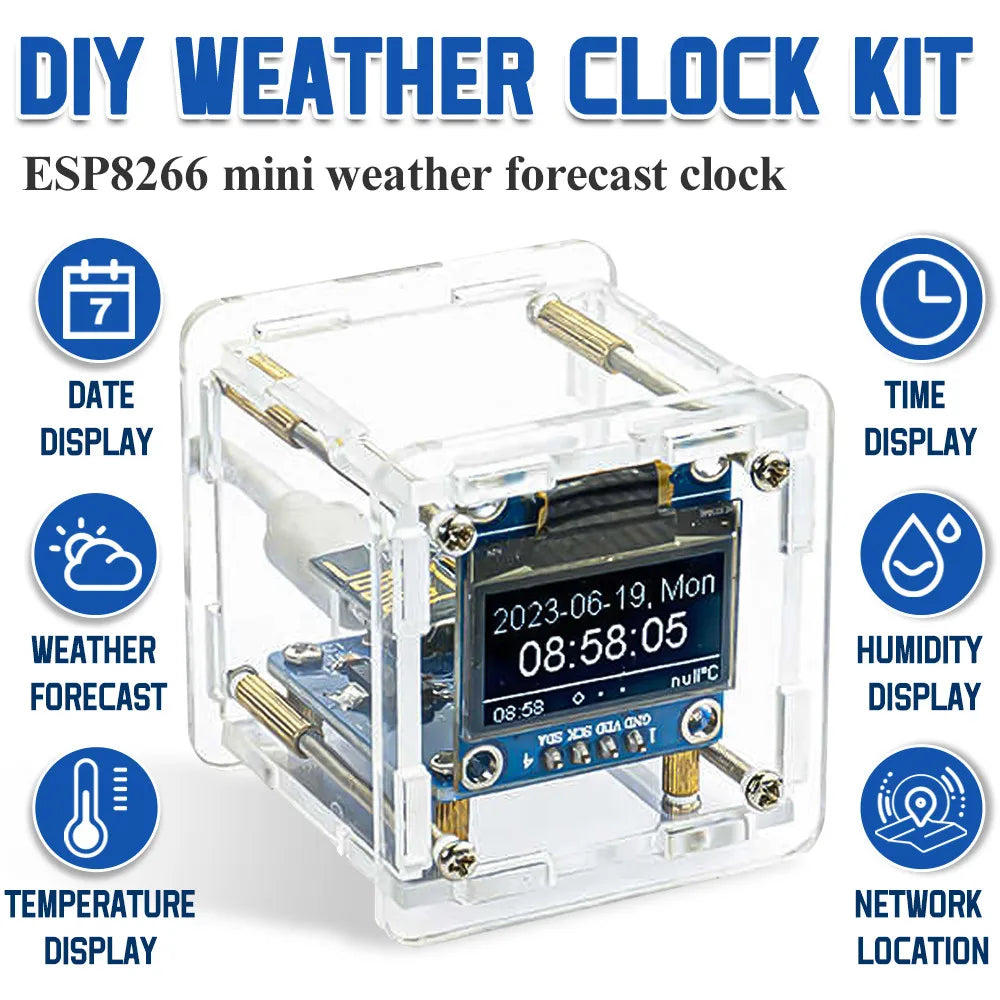 DIY Digital Clock Kit – ESP8266 WiFi Weather Station & Soldering Practice