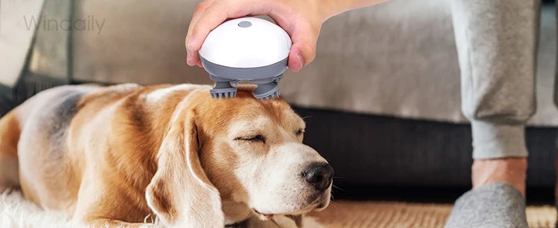 Electric scalp and body massager with kneading and vibration functions, provides deep tissue care for head, shoulder, neck, arms, legs, and pets.