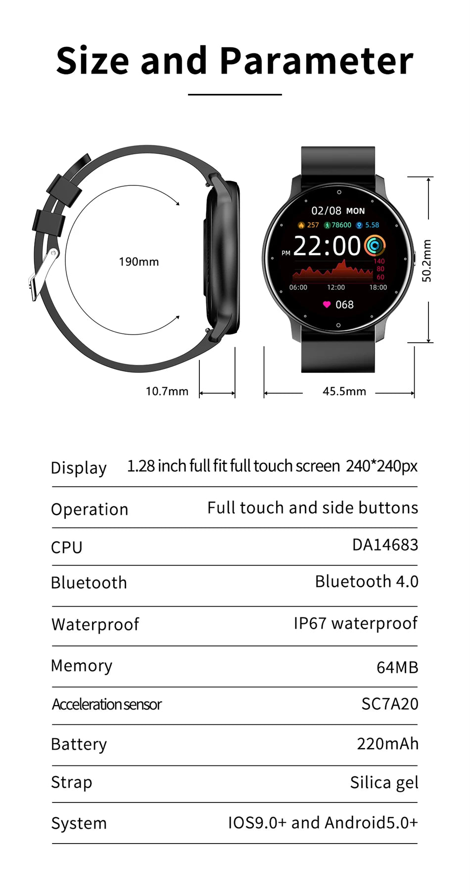LIGE Smart Watch – Full Touch Bluetooth Call Fitness Tracker