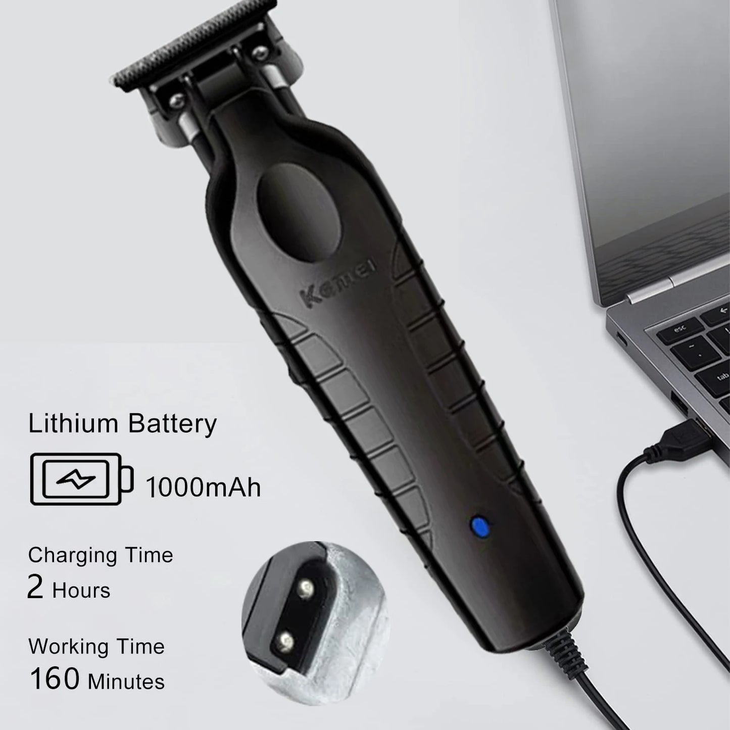 Kemei KM‑2299 Professional Hair Clipper – 1200mAh USB Rechargeable Trimmer