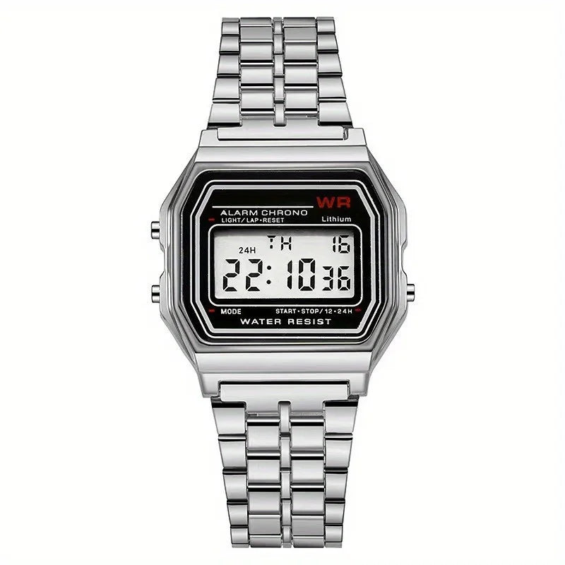 Waterproof Steel Band Watch For Women, Men, Business Clock, Multi-Functional LED Digital Sports Watch, Electronic Clock