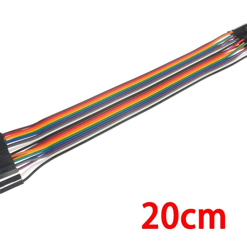20-Pin Dupont Jumper Wires – Male/Female Connectors, 10–30cm for Arduino DIY Kits