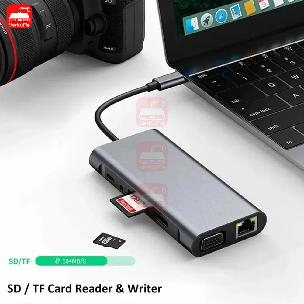 USB‑C Hub 11‑in‑1 Dock – 4K HDMI (30Hz), PD 87W, USB 3.0 Splitter for MacBook Pro/Air