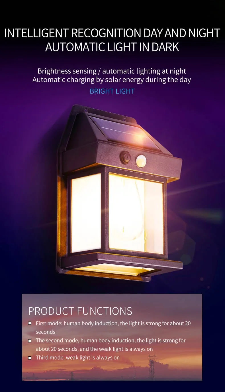 Solar Wall Light – Outdoor Waterproof LED Lamp with Sensor for House, Garden & Fence Decoration