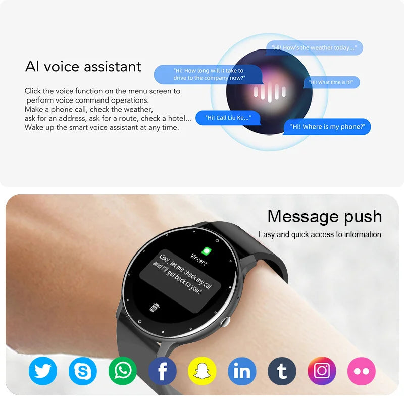 LIGE Smart Watch – Full Touch Bluetooth Call Fitness Tracker